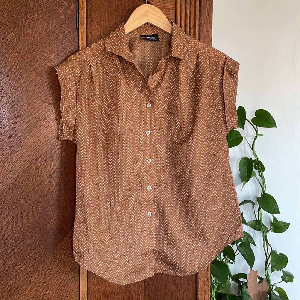 Vintage Gathered Poet Top Print Small